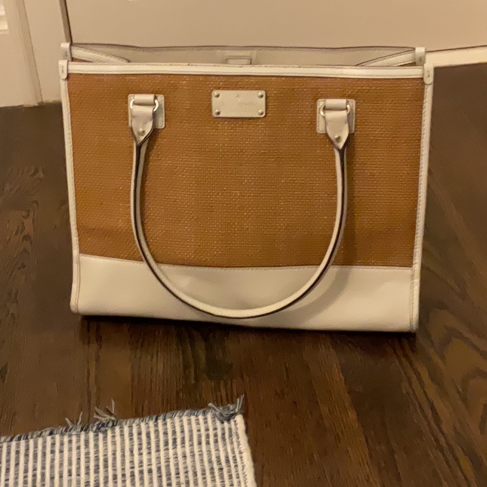 Kate Spade Tan and Cream Tote with Gold Hardware